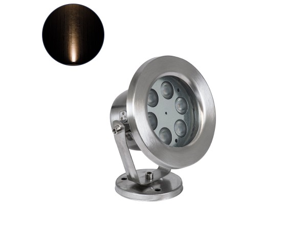 GLOBOSTAR® UNDERWATER-DEDY 90426 Υποβρύχιο Επιφανειακό Σποτ για Σιντριβάνια/Πισίνες LED 6W 540lm 30° DC 24V Αδιάβροχο IP68 Θερμό Λευκό 2700K Dimmable - Ανοξείδωτο Ατσάλι 304 - Μ12 x Π7.5 x Υ14.5cm - 3 Χρόνια Εγγύηση