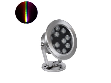 GLOBOSTAR® UNDERWATER-DENIS 90431 Υποβρύχιος Προβολέας Σποτ για Σιντριβάνια/Πισίνες LED 12W 1020lm 30° DC 24V Αδιάβροχο IP68 RGBW DMX512 Dimmable - Ανοξείδωτο Ατσάλι 304 - Μ14.5 x Π7 x Υ17cm - 3 Χρόνια Εγγύηση