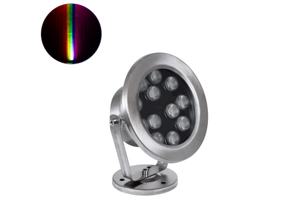 GLOBOSTAR® UNDERWATER-DENIS 90431 Υποβρύχιος Προβολέας Σποτ για Σιντριβάνια/Πισίνες LED 12W 1020lm 30° DC 24V Αδιάβροχο IP68 RGBW DMX512 Dimmable - Ανοξείδωτο Ατσάλι 304 - Μ14.5 x Π7 x Υ17cm - 3 Χρόνια Εγγύηση