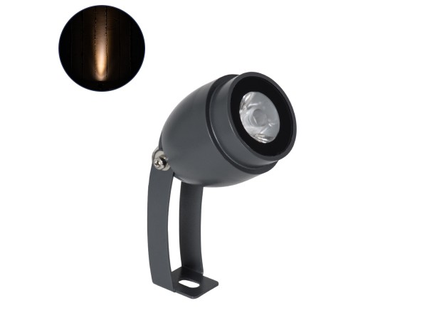 GLOBOSTAR® TREEGAL 90460 Φωτιστικό Σποτ για Φυτά - Δέντρα με Βάση Μπετού & Κορμού LED 3W 315lm 15° DC 24V Αδιάβροχο IP67 Ultra Θερμό Λευκό 2200K Dimmable - Bridgelux SMD Chip - Γκρι Ανθρακί - Μ5 x Π5 x Υ14.7cm - 3 Χρόνια Εγγύηση