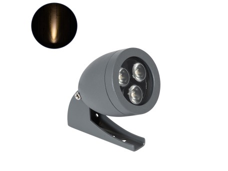 GLOBOSTAR® TREESPO 90465 Φωτιστικό Σποτ για Φυτά - Δέντρα LED 6W 660lm 15° DC 24V Αδιάβροχο IP65 Θερμό Λευκό 2700K Dimmable - Bridgelux SMD Chip - Γκρι Ανθρακί - Μ6.6 x Π9 x Υ12cm - 3 Χρόνια Εγγύηση