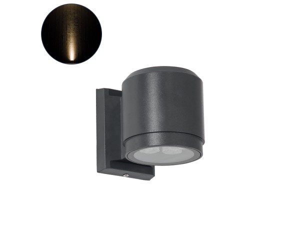 GLOBOSTAR® WALLLIGHT-SONA 90481 Μοντέρνο Φωτιστικό Τοίχου - Απλίκα LED 12W 1080lm 5° DC 24V Αδιάβροχο IP67 Θερμό Λευκό 2700K - CREE COB Chip & TÜV SÜD Driver - Γκρι Ανθρακί Ματ - Μ9.5 x Π13 x Υ11cm - 3 Χρόνια Εγγύηση