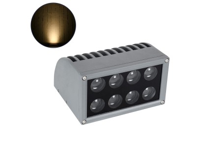 GloboStar® FLOOD-DENA 90485 Επιτοίχιος Προβολέας Wall Washer για Φωτισμό Κτιρίων - Απλίκα & Δαπέδου LED 16W 1440lm 5° DC 24V Αδιάβροχο IP67 Μ15.5 x Π13 x Υ9.1cm Θερμό Λευκό 2700K - Γκρι Ανθρακί - 3 Years Warranty
