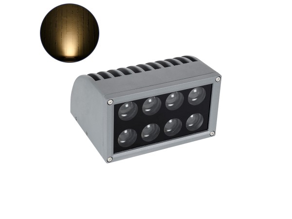 GloboStar® FLOOD-DENA 90485 Επιτοίχιος Προβολέας Wall Washer για Φωτισμό Κτιρίων - Απλίκα & Δαπέδου LED 16W 1440lm 5° DC 24V Αδιάβροχο IP67 Μ15.5 x Π13 x Υ9.1cm Θερμό Λευκό 2700K - Γκρι Ανθρακί - 3 Years Warranty