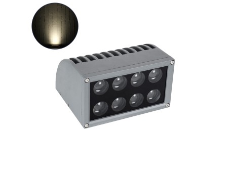 GloboStar® FLOOD-DENA 90486 Επιτοίχιος Προβολέας Wall Washer για Φωτισμό Κτιρίων - Απλίκα & Δαπέδου LED 16W 1520lm 5° DC 24V Αδιάβροχο IP67 Μ15.5 x Π13 x Υ9.1cm Φυσικό Λευκό 4500K - Γκρι Ανθρακί - 3 Years Warranty