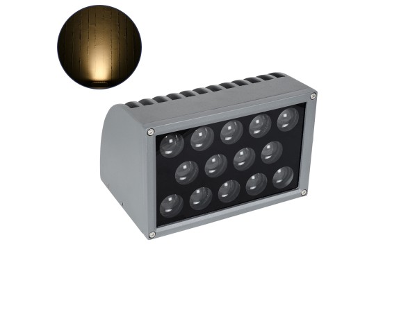 GloboStar® FLOOD-DENA 90487 Επιτοίχιος Προβολέας Wall Washer για Φωτισμό Κτιρίων - Απλίκα & Δαπέδου LED 30W 2700lm 5° DC 24V Αδιάβροχο IP67 Μ18.5 x Π13 x Υ12cm Θερμό Λευκό 2700K - Γκρι Ανθρακί - 3 Years Warranty