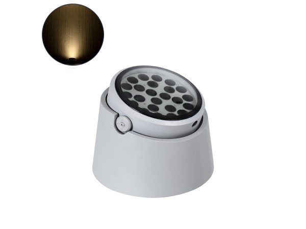 GLOBOSTAR® FLOODRANA 90489 Κινούμενος Προβολέας Σποτ Wall Washer LED 36W 3240lm 5° DC 24V Αδιάβροχο IP67 Θερμό Λευκό 2700K Dimmable - Bridgelux SMD Chip - Γκρι - Μ26.5 x Π26.5 x Υ20cm - 3 Χρόνια Εγγύηση