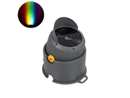 GloboStar® FLOOD-SIMA 90498 Κινούμενος Προβολέας - Σποτ Φωτισμού Wall Washer με Αντιθαμβωτική Γρίλια για Φωτισμό Κτιρίων LED 60W 5100lm 30° DC 24V Αδιάβροχο IP67 Μ29 x Π24 x Υ28.5cm RGBW DMX512 - Γκρι Ανθρακί - 3 Years Warranty