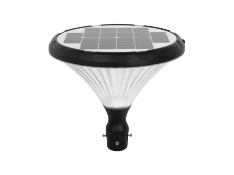 GLOBOSTAR® SQUARE 90503 Φωτιστικό Κεφαλής Post Top Πλατείας/Πάρκου/Κήπου LED 40W 1600lm 120° DC 5V με Ενσωματωμένο Φωτοβολταϊκό Panel 5V 25W & Επαναφορτιζόμενη Μπαταρία Li-ion 3.2V 30000mAh με Αισθητήρα Κίνησης-Ημέρας-Νύχτας Αδιάβροχο IP65 Θερμό Λευκό 270