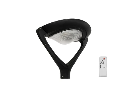 GLOBOSTAR® SQUARE 12117 Φωτιστικό Στύλου/Κολώνας Πλατείας/Πάρκου με Ασύρματο Χειριστήριο LED 25W 2500lm 120° Ενσωματωμένο Φωτοβολταϊκό Panel 5V 12W & Επαναφορτιζόμενη Μπαταρία Li-ion 3.2V 24000mAh με Αισθητήρα Κίνησης-Ημέρας-Νύχτας Αδιάβροχο IP65 Ψυχρό Λε