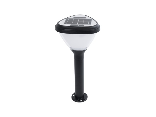 GLOBOSTAR® SOLARMIS 90521 Φωτιστικό Κολωνάκι Κήπου LED 10W 180lm 120° με Ενσωματωμένο Φωτοβολταϊκό Panel 6V 5W & Επαναφορτιζόμενη Μπαταρία Li-ion 3.2V 6000mAh με Αισθητήρα Ημέρας-Νύχτας Αδιάβροχο IP65 Ψυχρό Λευκό 6000K - Μαύρο - Μ26 x Π26 x Υ60cm - 2 Χρόν