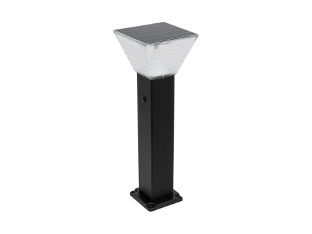 GLOBOSTAR® VEGGIE 90524 Φωτιστικό Κολωνάκι Κήπου LED 10W 500lm 120° με Ενσωματωμένο Φωτοβολταϊκό Panel 6V 2W & Επαναφορτιζόμενη Μπαταρία Li-ion 3.2V 6000mAh με Αισθητήρα Ημέρας-Νύχτας Αδιάβροχο IP65 All in One CCT 6000K-4500K - Sanan SMD Chip - Μαύρο - Μ1