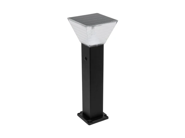 GLOBOSTAR® VEGGIE 90524 Φωτιστικό Κολωνάκι Κήπου LED 10W 500lm 120° με Ενσωματωμένο Φωτοβολταϊκό Panel 6V 2W & Επαναφορτιζόμενη Μπαταρία Li-ion 3.2V 6000mAh με Αισθητήρα Ημέρας-Νύχτας Αδιάβροχο IP65 All in One CCT 6000K-4500K - Sanan SMD Chip - Μαύρο - Μ1