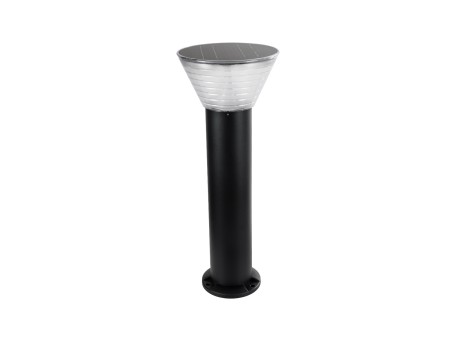 GLOBOSTAR® VEGGIE 90525 Φωτιστικό Κολωνάκι Κήπου LED 10W 500lm 120° με Ενσωματωμένο Φωτοβολταϊκό Panel 6V 2W & Επαναφορτιζόμενη Μπαταρία Li-ion 3.2V 1800mAh με Αισθητήρα Ημέρας-Νύχτας Αδιάβροχο IP65 Ψυχρό Λευκό 6000K - Sanan SMD Chip - Μαύρο- Μ23 x Π23 x 