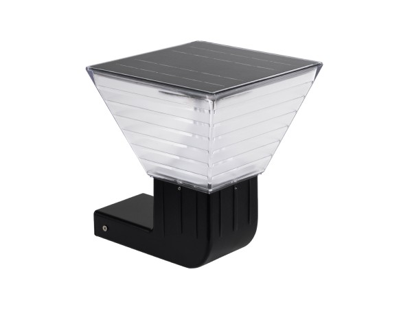 GLOBOSTAR® GRACIOUS 90529 Μοντέρνο Φωτιστικό Τοίχου - Απλίκα LED 10W 500lm 120° με Ενσωματωμένο Φωτοβολταϊκό Panel 6V 2W & Επαναφορτιζόμενη Μπαταρία Li-ion 3.2V 1800mAh με Αισθητήρα Ημέρας-Νύχτας Αδιάβροχο IP65 Ρυθμιζόμενο Λευκό CCT με Διακόπτη στο Σώμα 2