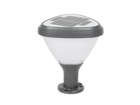 GLOBOSTAR® NATURE 90532 Φωτιστικό Κολωνάκι Κήπου LED 10W 500lm 120° DC 5V με Ενσωματωμένο Φωτοβολταϊκό Panel 6V 2W & Επαναφορτιζόμενη Μπαταρία Li-ion 3.2V 8000mAh με Αισθητήρα Ημέρας-Νύχτας Αδιάβροχο IP65 Ψυχρό Λευκό 6000K - Sanan SMD Chip - Γκρι Ανθρακί 