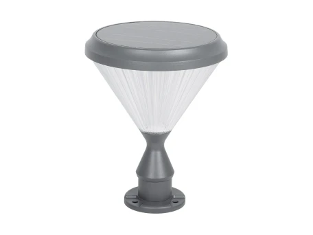 GLOBOSTAR® SHARP 90533 Φωτιστικό Κολωνάκι Κήπου LED 10W 500lm 120° DC 5V με Ενσωματωμένο Φωτοβολταϊκό Panel 6V 2W & Επαναφορτιζόμενη Μπαταρία Li-ion 3.2V 8000mAh με Αισθητήρα Ημέρας-Νύχτας Αδιάβροχο IP65 Ψυχρό Λευκό 6000K - Sanan SMD Chip - Γκρι Ανθρακί Μ