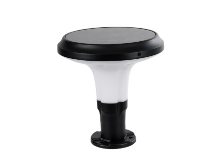 GLOBOSTAR® WHISPER 90535 Φωτιστικό Κολωνάκι Κήπου LED 10W 500lm 120° με Ενσωματωμένο Φωτοβολταϊκό Panel 6V 2W & Επαναφορτιζόμενη Μπαταρία Li-ion 3.2V 1800mAh με Αισθητήρα Ημέρας-Νύχτας Αδιάβροχο IP65 Ψυχρό Λευκό 6000K - Sanan SMD Chip - Γκρι Ανθρακί - Μ25