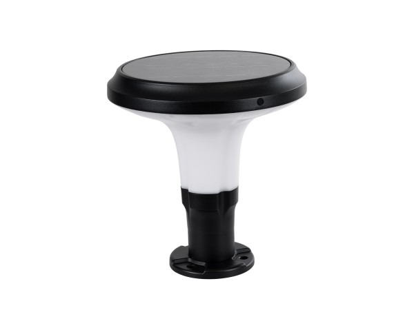 GLOBOSTAR® WHISPER 90535 Φωτιστικό Κολωνάκι Κήπου LED 10W 500lm 120° με Ενσωματωμένο Φωτοβολταϊκό Panel 6V 2W & Επαναφορτιζόμενη Μπαταρία Li-ion 3.2V 1800mAh με Αισθητήρα Ημέρας-Νύχτας Αδιάβροχο IP65 Ψυχρό Λευκό 6000K - Sanan SMD Chip - Γκρι Ανθρακί - Μ25