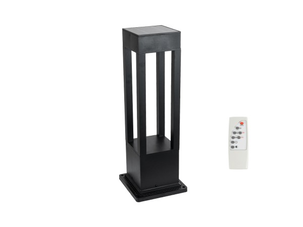 GLOBOSTAR® HONEYBEE 90537 Φωτιστικό Κολωνάκι Κήπου LED 10W 500lm 120° με Ενσωματωμένο Φωτοβολταϊκό Panel 6V 2W & Επαναφορτιζόμενη Μπαταρία Li-ion 3.2V 4000mAh με Αισθητήρα Ημέρας-Νύχτας Αδιάβροχο IP65 Ψυχρό Λευκό 6000K - Γκρι Ανθρακί - Μ20 x Π20 x Υ60cm -