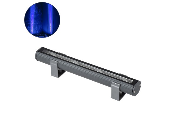 GLOBOSTAR® WINDOWBARI 90539 Φωτιστικό Ανάδειξης Παραθύρων LED 12W 960lm 8°x180° DC 24V Αδιάβροχο IP67 Μπλε Dimmable - CREE XPE Chip - Γκρι Ανθρακί - Μ30 x Π4 x Υ3.5cm - 3 Χρόνια Εγγύηση