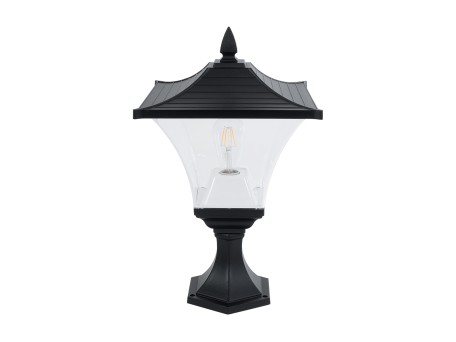 GLOBOSTAR® DIRAHIO 90552 Φωτιστικό Κολωνάκι Κήπου με Ντουί 1 x E27 AC 220-240V Αδιάβροχο IP65 - Μαύρο Ματ - Μ32 x Π32 x Υ52cm