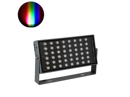 GLOBOSTAR® FLOODZANA 90559 Προβολέας Σποτ Wall Washer LED 100W 8000lm 30° DC 24V Αδιάβροχο IP65 Πολύχρωμο RGBW Dimmable DMX512 - Bridgelux SMD Chip - Γκρι Ανθρακί - Μ45.5 x Π28 x Υ10cm - 3 Χρόνια Εγγύηση