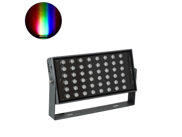 GLOBOSTAR® FLOODZANA 90559 Προβολέας Σποτ Wall Washer LED 100W 8000lm 30° DC 24V Αδιάβροχο IP65 Πολύχρωμο RGBW Dimmable DMX512 - Bridgelux SMD Chip - Γκρι Ανθρακί - Μ45.5 x Π28 x Υ10cm - 3 Χρόνια Εγγύηση