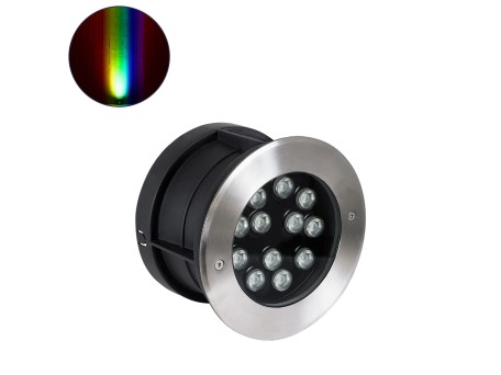 GloboStar® UNDERWATER-JULIA 90570 Υποβρύχιο Χωνευτό Φωτιστικό Σποτ Ειδικό για Σιντριβάνια LED 12W 1020lm 15° DC 24V Αδιάβροχο IP68 Φ18 x Υ11.2cm RGBW DMX512 - Ανοξείδωτο Ατσάλι - 3 Years Warranty