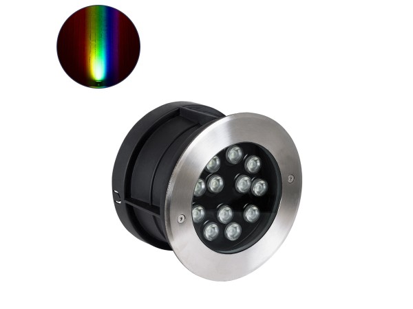 GloboStar® UNDERWATER-JULIA 90570 Υποβρύχιο Χωνευτό Φωτιστικό Σποτ Ειδικό για Σιντριβάνια LED 12W 1020lm 15° DC 24V Αδιάβροχο IP68 Φ18 x Υ11.2cm RGBW DMX512 - Ανοξείδωτο Ατσάλι - 3 Years Warranty