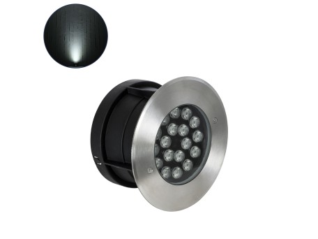GloboStar® UNDERGROUND-SINA 90572 Χωνευτό Φωτιστικό Σποτ Δαπέδου LED 18W 1710lm 15° DC 24V Αδιάβροχο IP68 Φ20 x Υ11cm Φυσικό Λευκό 4500K - Ανοξείδωτο Ατσάλι - 3 Χρόνια Εγγύηση