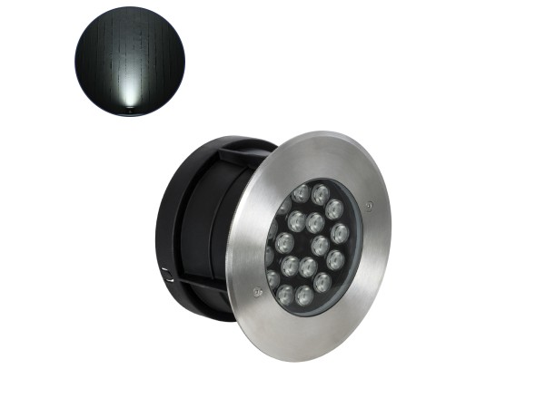 GloboStar® UNDERGROUND-SINA 90572 Χωνευτό Φωτιστικό Σποτ Δαπέδου LED 18W 1710lm 15° DC 24V Αδιάβροχο IP68 Φ20 x Υ11cm Φυσικό Λευκό 4500K - Ανοξείδωτο Ατσάλι - 3 Χρόνια Εγγύηση