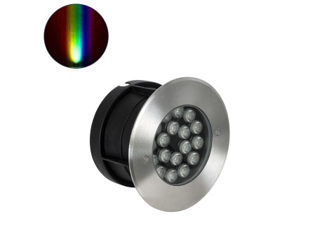 GloboStar® UNDERGROUND-SINA 90573 Χωνευτό Φωτιστικό Σποτ Δαπέδου LED 18W 1530lm 15° DC 24V Αδιάβροχο IP68 Φ20 x Υ11cm RGBW DMX512 - Ανοξείδωτο Ατσάλι - 3 Χρόνια Εγγύηση