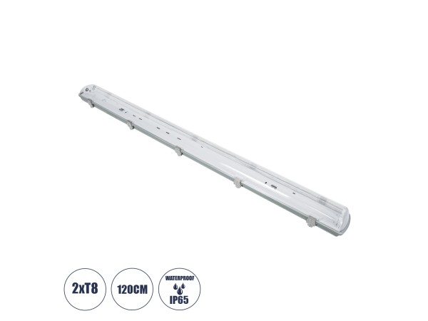 GLOBOSTAR® VIGAS 90613 Γραμμικό Βιομηχανικό Φωτιστικό Σκαφάκι Tri-Proof με Μεταλλικά Clips για 2 x Λάμπες T8 G13 120cm Τύπου Φθορίου LED Τροφοδοσίας Ενός Άκρου 120° AC 220-240V Αδιάβροχο IP65 - Γκρι με Διάφανο Κάλυμμα Πλαστικό PC - Μ126 x Π11.5 x Υ9cm GLOBOSTAR® VIGAS 90613 Γραμμικό Βιομηχανικό Φωτιστικό Σκαφάκι Tri-Proof με Μεταλλικά Clips για 2 x Λάμπες T8 G13 120cm Τύπου Φθορίου LED Τροφοδοσίας Ενός Άκρου 120° AC 220-240V Αδιάβροχο IP65 - Γκρι με Διάφανο Κάλυμμα Πλαστικό PC - Μ126 x Π11.5 x Υ9cm