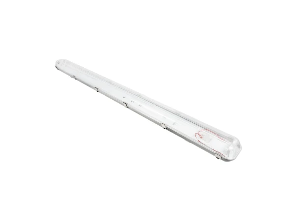 GLOBOSTAR® VIGAS 90613 Γραμμικό Βιομηχανικό Φωτιστικό Σκαφάκι Tri-Proof με Μεταλλικά Clips για 2 x Λάμπες T8 G13 120cm Τύπου Φθορίου LED Τροφοδοσίας Ενός Άκρου 120° AC 220-240V Αδιάβροχο IP65 - Γκρι με Διάφανο Κάλυμμα Πλαστικό PC - Μ126 x Π10 x Υ8cm