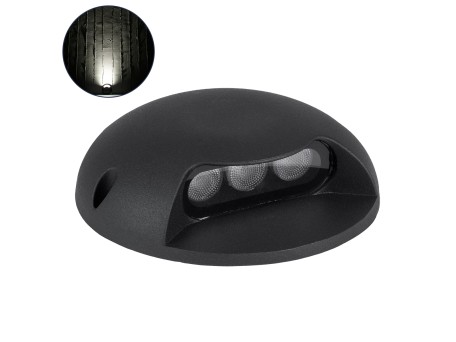 GLOBOSTAR® STEPLUNA 90617 Φωτιστικό Σκαλοπατιού / Διαδρόμου LED 3W 345lm 10° DC 24V Αδιάβροχο IP65 Φυσικό Λευκό 4500K Dimmable - Bridgelux SMD Chip - Μαύρο Ματ - Μ12 x Π12 x Υ3cm - 3 Χρόνια Εγγύηση