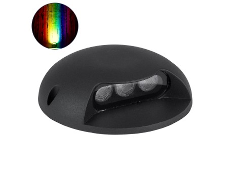 GLOBOSTAR® STEPLUNA 90618 Φωτιστικό Σκαλοπατιού / Διαδρόμου LED 6W 510lm 10° DC 24V Αδιάβροχο IP65 Πολύχρωμο RGB Dimmable DMX512 - Bridgelux SMD Chip - Μαύρο Ματ - Μ12 x Π12 x Υ3cm - 3 Χρόνια Εγγύηση