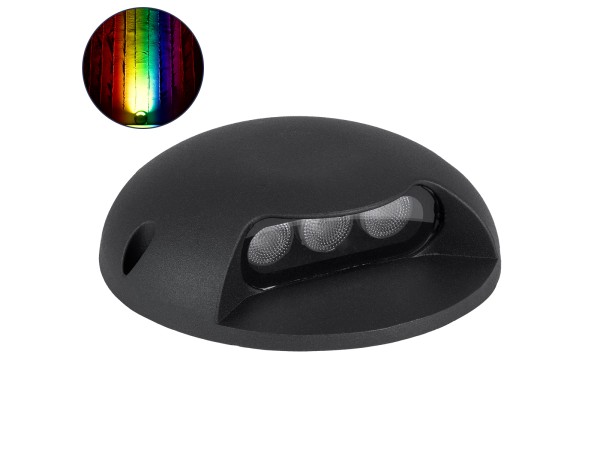 GLOBOSTAR® STEPLUNA 90618 Φωτιστικό Σκαλοπατιού / Διαδρόμου LED 6W 510lm 10° DC 24V Αδιάβροχο IP65 Πολύχρωμο RGB Dimmable DMX512 - Bridgelux SMD Chip - Μαύρο Ματ - Μ12 x Π12 x Υ3cm - 3 Χρόνια Εγγύηση