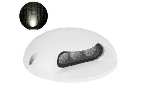 GLOBOSTAR® STEPLUNA 90620 Φωτιστικό Σκαλοπατιού / Διαδρόμου LED 3W 345lm 10° DC 24V Αδιάβροχο IP65 Φυσικό Λευκό 4500K Dimmable - Bridgelux SMD Chip - Λευκό Ματ - Μ12 x Π12 x Υ3cm - 3 Χρόνια Εγγύηση