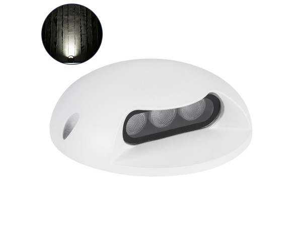 GLOBOSTAR® STEPLUNA 90620 Φωτιστικό Σκαλοπατιού / Διαδρόμου LED 3W 345lm 10° DC 24V Αδιάβροχο IP65 Φυσικό Λευκό 4500K Dimmable - Bridgelux SMD Chip - Λευκό Ματ - Μ12 x Π12 x Υ3cm - 3 Χρόνια Εγγύηση