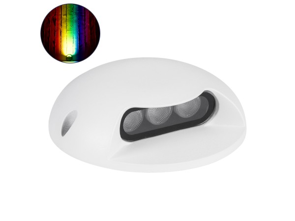 GLOBOSTAR® STEPLUNA 90621 Φωτιστικό Σκαλοπατιού / Διαδρόμου LED 6W 510lm 10° DC 24V Αδιάβροχο IP65 Πολύχρωμο RGB Dimmable DMX512 - Bridgelux SMD Chip - Λευκό Ματ - Μ12 x Π12 x Υ3cm - 3 Χρόνια Εγγύηση