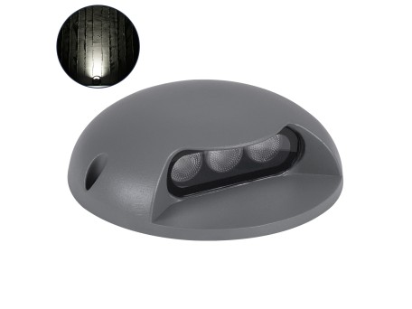 GLOBOSTAR® STEPLUNA 90623 Φωτιστικό Σκαλοπατιού / Διαδρόμου LED 3W 345lm 10° DC 24V Αδιάβροχο IP65 Φυσικό Λευκό 4500K Dimmable - Bridgelux SMD Chip - Γκρι Ανθρακί - Μ12 x Π12 x Υ3cm - 3 Χρόνια Εγγύηση