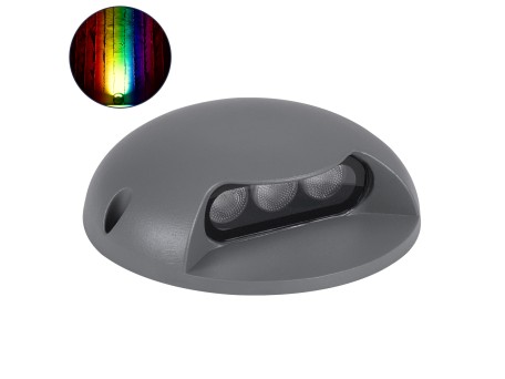 GLOBOSTAR® STEPLUNA 90624 Φωτιστικό Σκαλοπατιού / Διαδρόμου LED 6W 510lm 10° DC 24V Αδιάβροχο IP65 Πολύχρωμο RGB Dimmable DMX512 - Bridgelux SMD Chip - Γκρι Ανθρακί - Μ12 x Π12 x Υ3cm - 3 Χρόνια Εγγύηση