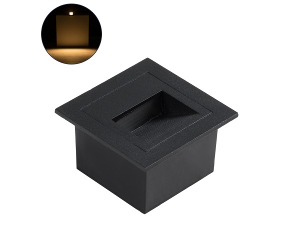 GLOBOSTAR® STEP-MINA 90625 Χωνευτό Αρχιτεκτονικό Φωτιστικό Διαδρόμου/Σκαλοπατιού LED 3W 330lm 30° DC 24V Αδιάβροχο IP65 Θερμό Λευκό 2700K Dimmable - Μαύρο - Μ8.3 x Π8.3 x Υ5cm / Q6.6cm - 3 Χρόνια Εγγύηση