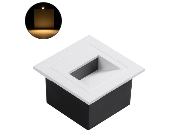 GLOBOSTAR® STEP-MINA 90626 Χωνευτό Αρχιτεκτονικό Φωτιστικό Διαδρόμου/Σκαλοπατιού LED 3W 330lm 30° DC 24V Αδιάβροχο IP65 Θερμό Λευκό 2700K Dimmable - Μαύρο & Λευκό - Μ8.3 x Π8.3 x Υ5cm / Μ6.6 x Π6.6cm - 3 Χρόνια Εγγύηση