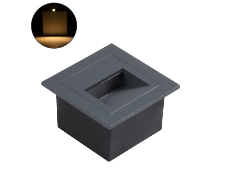 GLOBOSTAR® STEP-MINA 90627 Χωνευτό Αρχιτεκτονικό Φωτιστικό Διαδρόμου/Σκαλοπατιού LED 3W 330lm 30° DC 24V Αδιάβροχο IP65 Θερμό Λευκό 2700K Dimmable - Γκρι Ανθρακί - Μ8.3 x Π8.3 x Υ5cm / Μ6.6 x Π6.6cm - 3 Χρόνια Εγγύηση