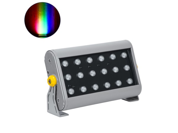 GLOBOSTAR® FLOODHENA 90642 Προβολέας Σποτ Wall Washer LED 36W 2880lm 30° DC 24V Αδιάβροχο IP65 Πολύχρωμο RGB Dimmable DMX512 - Bridgelux SMD Chip - Γκρι Ανθρακί - Μ30 x Π6 x Υ17cm - 3 Χρόνια Εγγύηση