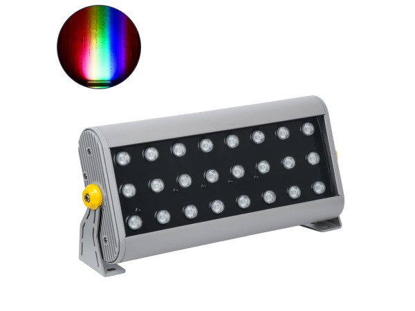 GLOBOSTAR® FLOODHENA 90643 Προβολέας Σποτ Wall Washer LED 48W 3840lm 30° DC 24V Αδιάβροχο IP65 Πολύχρωμο RGB Dimmable DMX512 - Bridgelux SMD Chip - Γκρι Ανθρακί - Μ39 x Π6 x Υ17cm - 3 Χρόνια Εγγύηση