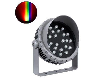 GLOBOSTAR® FLOODMENA 90649 Προβολέας Σποτ Wall Washer με Αντιθαμβωτική Γρίλια LED 48W 3840lm 30° DC 24V Αδιάβροχο IP65 Πολύχρωμο RGBW Dimmable DMX512 - Bridgelux SMD Chip - Γκρι Ανθρακί - Μ25 x Π25 x Υ18cm - 3 Χρόνια Εγγύηση