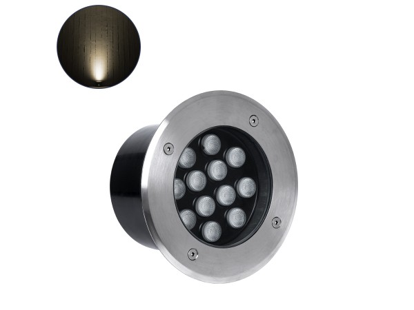 GLOBOSTAR® UNDERGROUNDTINA 90667 Χωνευτό Αρχιτεκτονικο Φωτιστικό Σποτ Δαπέδου LED 12W 1320lm 30° DC 24V Αδιάβροχο IP68 Θερμό Λευκό 2700K Dimmable - Bridgelux SMD Chip - Ανοξείδωτο Ατσάλι SS304 - Μ16 x Π16 x Υ9cm / Q14cm - 3 Χρόνια Εγγύηση